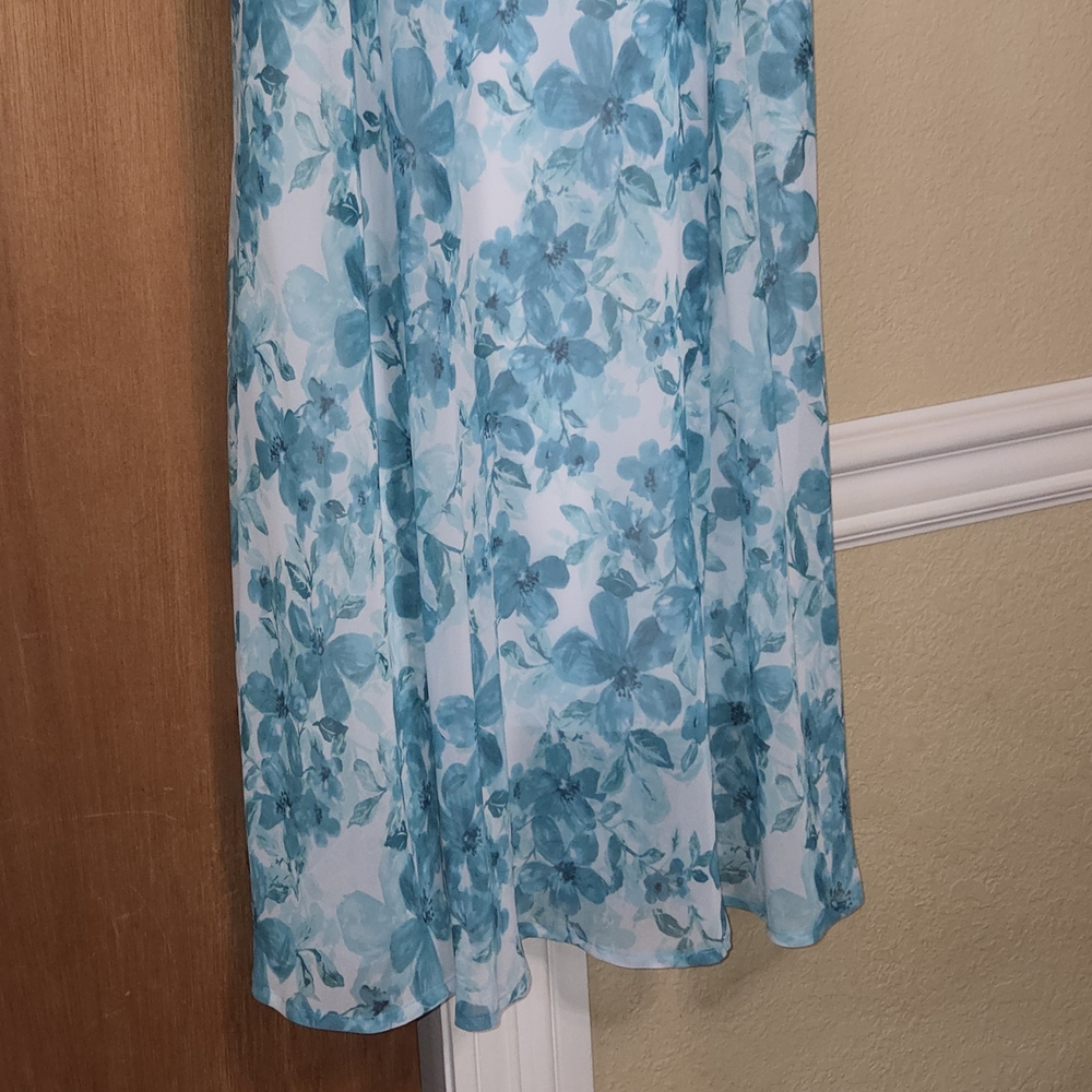 New 18W Connected Apparel Teal White Chiffon Lace Jacket Summer Dress - Picture 3 of 13